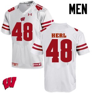 Men's Wisconsin Badgers NCAA #48 Mitchell Herl White Authentic Under Armour Stitched College Football Jersey FY31T63LJ
